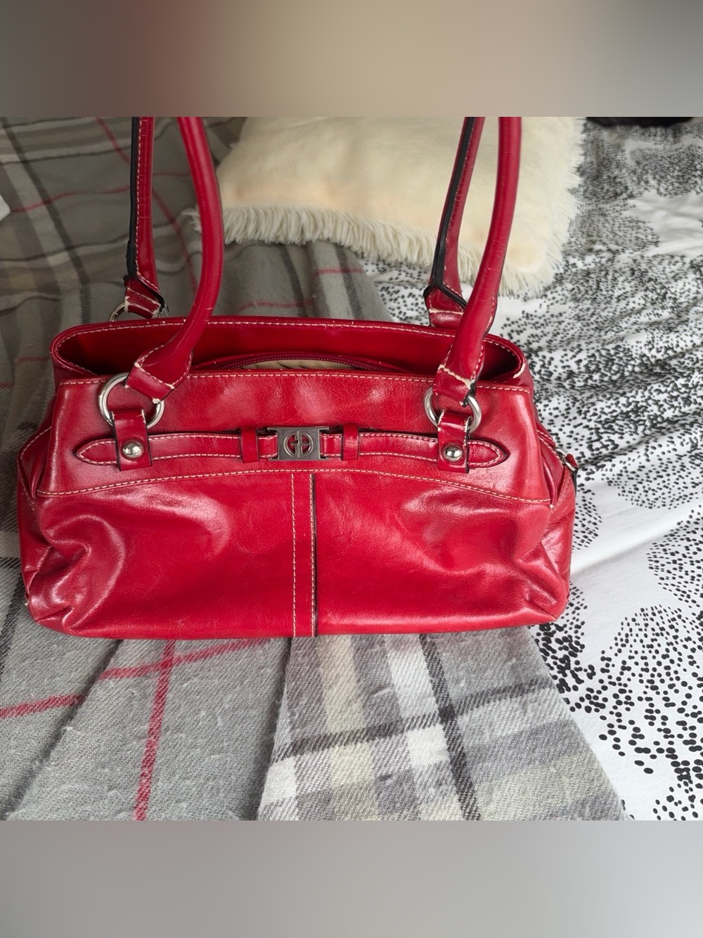 Giani Bernini Red Leather Shoulder Handbag